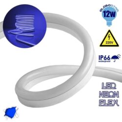 NEON FLEX LED Λευκή 1m 12W/m 230V 120 SMD/m 2835 SMD 450lm/m 120° Αδιάβροχη IP66 Μπλε Dimmable GloboStar 22505