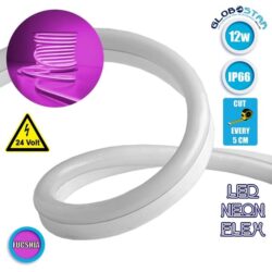 NEON FLEX LED Λευκή 1m 12W/m 24V 120 SMD/m 2835 SMD 450lm/m 120° Αδιάβροχη IP66 Φούξια Dimmable GloboStar 22625