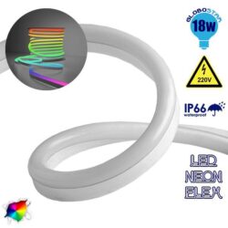 NEON FLEX LED Λευκή 1m 18W/m 230V 120 SMD/m 2835 SMD 450lm/m 120° Αδιάβροχη IP66 RGB Dimmable GloboStar 22509